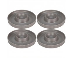 Dailygoods - Set van 4 Grijze Eierdopjes met Antislip Vorm en Matte Afwerking