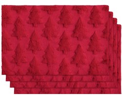 Dailygoods - Set van 4 Rood Fluwelen Placemat voor Feestdecoratie