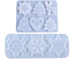 Dailygoods- Siliconen Vorm - Kerstmis Thema - Sneeuwvlok/Tree/Eland/Vorm - 2 Stuks - 23x8 cm/16,1x12,6 cm - Wit - DIY Bakvormen - Bakvorm