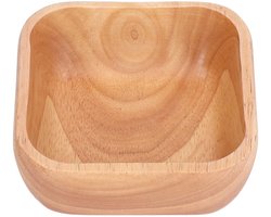 Dailygoods- Slakom Handgemaakt - Vierkante Kom - Rubberen Houten Serveerschaal - Lichtgewicht - Multifunctioneel - Hoogte 4,5 cm