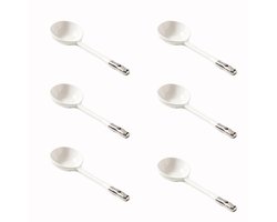 Dailygoods- Soeplepel Set van 6 - Japanse Stijl - Keramisch - Antislip Handvat - Voedselveilige Coating - Slijtvast Porselein - Lepels