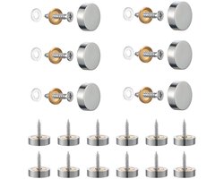 Dailygoods- Spiegelschroeven 20 Sets - Roestvrij Staal - Antislip Rubberen Ring - Gepolijste Doppen - Decoratie - 18 mm Afmetingen - Decoratieschroeven