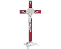 Dailygoods- Staand Kruis 19,5 cm - Afneembaar Kruisbeeld - Decoratie - Katholieke Kruisen - Ornamenten - Legering
