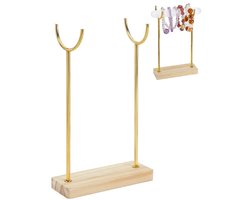 Dailygoods- Steenhouder met houten sokkel - Sieradenorganizer - Presentatiestandaard - Houder voor halskettingen/ringen/armbanden - Afneembare sieradenwikkel - Schokbestendig ontwerp - Sieradenstandaard