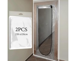Dailygoods- Stofdichte Deur - U-vormig - Transparante Afdekking - 220 x 120 cm - PVC - Inclusief Ritssluiting en Beschermend Papier - Stofbeschermings