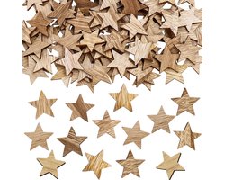 Dailygoods- Strooidecoratie 100 Stuks - Houten Sterren - Hartdecoratie - Berkensterren - Decoratie - Niet Eetbaar - Decoratiesterren