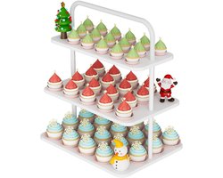Dailygoods- Taartstandaard 3-Tier - Houten Cupcake Etagere - Sterk en Duurzaam - 68 Cupcakes - Rechthoek Display Rack - Maximaal Gewicht 10 kg - Cupcake Standaard