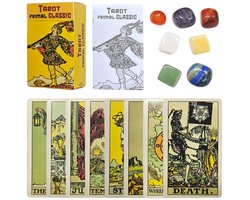 Dailygoods- Tarotkaarten Gouden Klassieke Set - Tarotkaarten met Boek - Inzichtkaarten - Chakra Stenen - Spiritueel Cadeau - Duurzaam Ontwerp - Waarzegkaarten