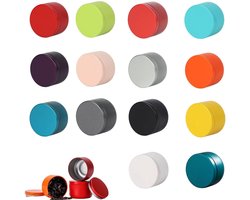 Dailygoods- Theeblikjes Set van 14 Kleurrijke - Opbergdozen voor Thee/Koffie/Specerijen - Duurzaam - Metalen - Decoratief - Ideaal voor dagelijks gebruik