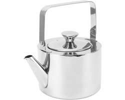 Dailygoods- Theeketel met zeef - Roestvrij Staal - Fluitende Theepot - Ergonomisch Handvat - Geschikt voor Alle Kachels - 1L Inhoud
