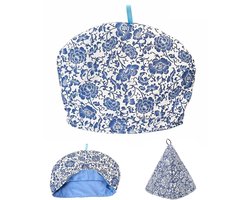 Dailygoods - Theepotwarmer - Vintage theewarmer - Katoen - Blauw - Theepot isolatie afdekking - Gezellige stof decoratie - Geschikt voor huisvrouw, vr...