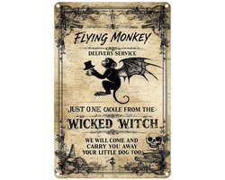 Dailygoods- Tinnen Bord Retro - 30 cm x 20 cm - Zwarte Magie - WICKED WITCH - IJzeren Muurkunst - Decoratie 1 Stuk - Muurbord