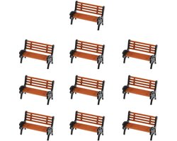 Dailygoods- Tuinbank Miniatuur 1:150 - 10 Stuks - Kunststof - Oranje - Decoratieve Stoelen - Ideaal voor Landschapsprojecten - Miniatuur Tuinmeubelen