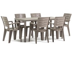 Dailygoods- Tuinset 6 Persoons - Tafel met IJzeren/Hars Frame - 6 Verstelbare Tuinstoelen - Duurzaam Ontwerp - Hoge Kwaliteit - Positieve Koopervaring - Buitenmeubelen