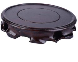 Dailygoods- Vaasbasis Vintage - Houten Standaard - Decoratie Kamer - Bonsai Display - Ronde Voetstuk - Handgemaakt Hout - 10 x 2,5 cm