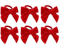 Dailygoods - VALICLUD 6 stuks servetringen rood met strik van fluweel voor tafeldecoratie bij feesten bruiloften en familiefeesten