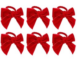 Dailygoods - VALICLUD 6 stuks servetringen rood met strik van fluweel voor tafeldecoratie bij feesten bruiloften en familiefeesten