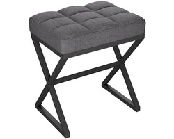 Dailygoods- Vanity Kruk - Linnen Voetenbank - X-vormige Metalen Poten - 40 × 30 × 46 cm - Ademend en Zweetabsorberend - Comfortabel Zitkussen