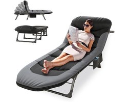 Dailygoods- Veldbed XXL - Inklapbaar - Veldbed met Matras - Lichtgewicht - Verstelbare Hoek - Draagkracht 150 kg - Voor Outdoor en Camping - Opvouwbed