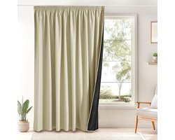 Dailygoods- Verduisterende Gordijnen 300B x 245H cm - Thermische Isolatie - Kant en Klaar - Lichtbeige - 100% Polyester - Comfortabele Slaapomgeving - Raamdecoratie