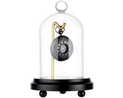 Dailygoods- Vitrine Klok Helder Glas - Display Koepel - Houten Sokkel - Gouden Haak - 11,5 x 17 cm - Veelzijdig Toepasbaar