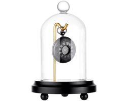 Dailygoods- Vitrine Klok Helder Glas - Display Koepel - Houten Sokkel - Gouden Haak - 11,5 x 17 cm - Veelzijdig Toepasbaar