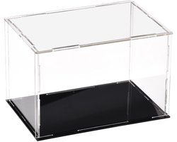Dailygoods- Vitrinekast met zwarte basis - Transparant ontwerp - Stofdichte bescherming - Showcase voor actiefiguren - 15 x 10 x 10 cm - Eenvoudig te monteren - Displaycase