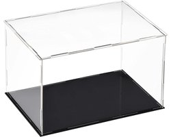 Dailygoods- Vitrinekast Transparant 4-zijdig - Vitrine met Zwarte Basis - Showcase voor Actiefiguren - Stofdichte Bescherming - Afmetingen 30 x 20 x 2