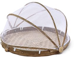 Dailygoods- Voedselmand met deksel - Ronde tentmand - Duurzaam zeegras - Vliegenkap - Geschikt voor groenten/fruit - Diameter 30/35/40 cm - Fruitmand