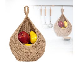 Dailygoods- Vruchtenmand Groot - Hangende Opbergmand - Wandmand - Decoratieve Plantenmand - Keukenaccessoires - Katoenen Draad
