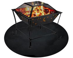 Dailygoods - Vuurvaste BBQ grills mat vuurschaal onderlegger rond zwart vuurvaste mat, 3 lagen mat vloerbescherming onderlegger grill, vuurbestendige mat, winter-haardmat