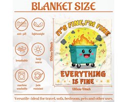 Dailygoods - WADORN Emotionele prullenbak vuurdeken, knus zacht ik ben fijn, allesfijne deken donzige 500 g/m² flanellen fleece dekens pluche grappige sterren minnaar geschenken voor kantoor slaapbank bank, 59 x