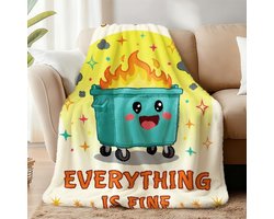Dailygoods - WADORN Emotionele prullenbak vuurdeken, knus zacht ik ben fijn, allesfijne deken donzige 500 g/m² flanellen fleece dekens pluche grappige sterren minnaar geschenken voor kantoor slaapbank bank, 59 x
