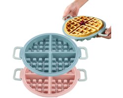 Dailygoods- Wafelvorm Siliconen - Set van 2 - 4 Holtes - Binnendiameter 17 cm - Voor Oven/Magnetron - Anti-verbranding Handvat - Bakvorm