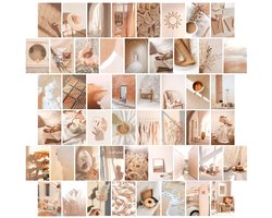 Dailygoods- Wandcollageset 50 Stuks - Esthetische Afbeeldingen - Wanddecoratie - Retro Kleursysteem - Karton 300 g/m² - Inclusief Kleefpads