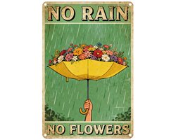 Dailygoods- Wanddecoratie Metalen Plaat Paraplu Bloemen - Wanddecoratie Tuin - Wanddecoratie Slaapkamer - Wanddecoratie Balkon - Inspirerende Spreuken - 20 x 30 cm - Muurschildering