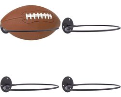Dailygoods- Wandhouder Zwart - 4-delige Set - Metalen Baldisplay - Voetbal/Basketbal/Volleybal - Inclusief Schroeven/Kunststof Pluggen - Afmetingen 65x225x264 mm - Ballenrek