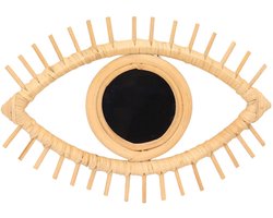 Dailygoods- Wandspiegel Oogvormig - Rotan Spiegel - Handgemaakt - Boheemse Stijl - Duurzaam Materiaal - Uniek Ontwerp - Decoratiespiegel