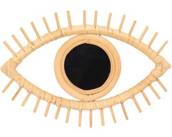 Dailygoods- Wandspiegel Oogvormig - Rotan Spiegel - Handgemaakt - Boheemse Stijl - Duurzaam Materiaal - Uniek Ontwerp - Decoratiespiegel