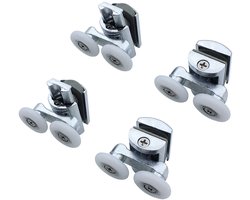Dailygoods- Wielen Set van 4 - Dubbele Zwenkwielen - Zinklegering 23 mm - Voor Douchecabine - Geschikt voor Glasdikte 4-6 mm - Verchroomde Afdekking - Douchedeurrollen