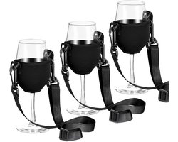 Dailygoods- Wijnglashouder 3 Stuks - Draagbare Wijnglas Houder - Verstelbare Lanyard - Geschikt voor Bruiloft/Birthday/Feest - Robuust/Rubber - 24x14x8.5 cm - Wijnglasdrager