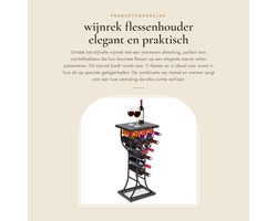 Dailygoods- Wijnrek met Marmeren Oppervlak - Wijnfleshouder voor 11 Flessen - Zwart Metalen Frame - Duurzaam en Stevig - Perfect voor Kelder en Bar - Wijnhouder