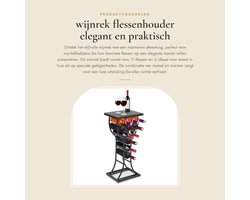 Dailygoods- Wijnrek met Marmeren Oppervlak - Wijnfleshouder voor 11 Flessen - Zwart Metalen Frame - Duurzaam en Stevig - Perfect voor Kelder en Bar - Wijnhouder