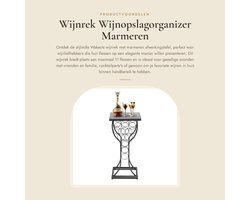 Dailygoods- Wijnrek met marmeren tafelblad - Wijnopslagorganizer - Metalen meubel - Voor 11 flessen - Stevig en duurzaam - Makkelijk schoon te maken - Wijnopslag