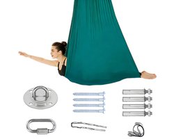 Dailygoods- Yoga Swing - Aerial Yoga Hangmat 150 x 280 cm - Yoga Schommel - Buiten/Binnen Gebruik - Polyester - Groen - Lichtgewicht 1035 g