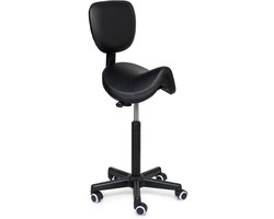Dailygoods- Zadelkruk Ergonomisch Luxe - Zadelkruk met Rugleuning - Zadelkruk op Wielen - Zadelkruk Zwart - Zadelkruk Draagkracht 175 kg - Zadelkruk Koud-schuim Vulling - Bureaustoel