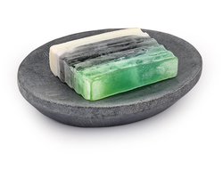 Dailygoods- Zeepbakje Handgemaakt - Grijze Stenen Zeepbak - Badkamer Accessoires - 12,7 cm x 10,16 cm - Uniek Cadeauidee - Rustieke Look - Zeepdispenser