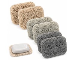 Dailygoods - Zeephouder, 6 stuks, antislip, duurzaam, van pvc, met zeephouder en multidirectioneel weefsel (2 beige, 2 lichtgrijs, 2 donkergrijs)