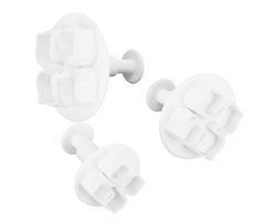 Dailygoody - Bloem Cakevorm - Koekjes Cutter - Decoratietool - Wit - Fondant Cutter - Voor het Versieren van Gebak - 3 Stuks