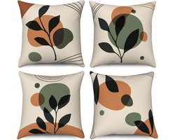 Dailygoody - Boho Kussenhoezen - Set van 4 - Wasbaar en duurzaam - 40 x 40 cm - Moderne abstracte kunst - Geschikt voor binnen en buiten - Zwart en groe